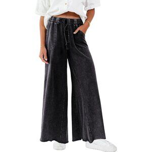 Women Wide Leg Sweatpants Denim High Waist Baggy Casual Loose Fit